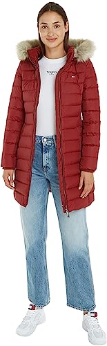 Tommy Jeans Damska kurtka puchowa Tjw Essential z kapturem, Czerwony, XS