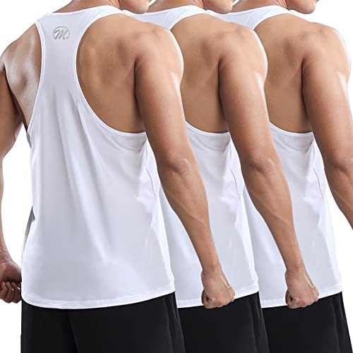 MEETWEE Męska koszulka sportowa bez rękawów, koszulka do biegania, szybkoschnąca koszulka do fitnessu, na siłownię kulturystyczną, biały, XL