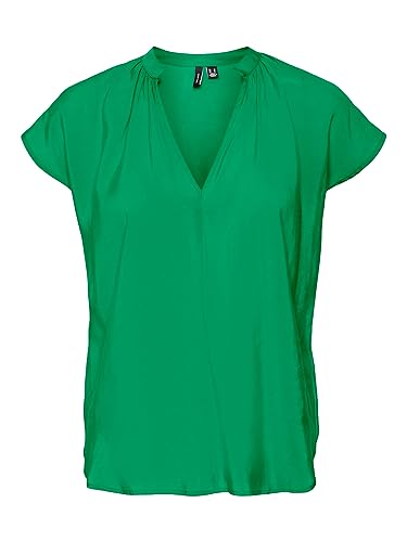 VERO MODA Damski top Vmqueeny V-Neck C/S WVN Ga Top, jasnozielony, S