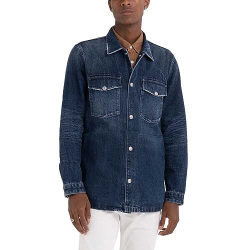 Replay Męska kurtka dżinsowa MV867, 007 ciemnoniebieska, S, 007 Dark Blue, S