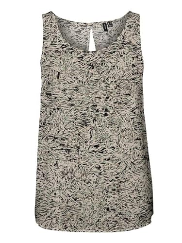 VERO MODA Women's VMEASY SL Tank R1 WVN GA Top, Oatmeal/AOP:Amy, L, Oatmeal/Aop:amy, L