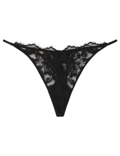 Women'secret Stringi Pasek Koronka Czarny, czarny, S