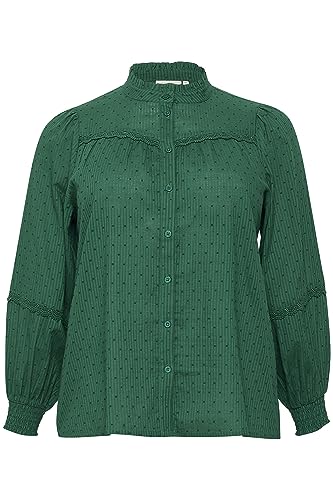 Kaffe Curve Plus Size Damska Koszula Luźny Pasujący Mandarynkowy Kołnierzyk Koronkowe Szczegóły, Awenturyna, 48/du?y rozmiar