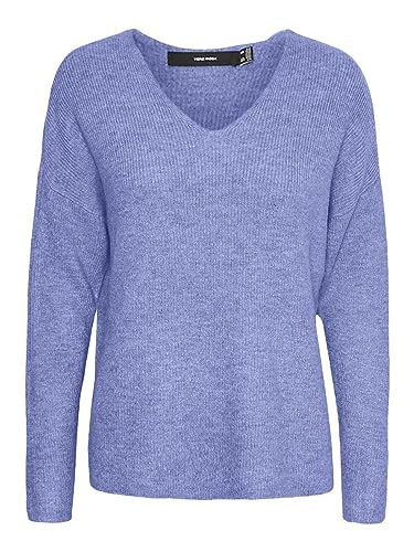 bestseller a/s Damski sweter Vmcrewlefile Ls z dekoltem w serek Noos, Jacaranda/Szczegóły: Melange, XL