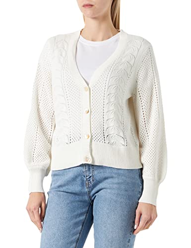 Vila VICATTIA L/S krótki kardigan, White Alyssum, S