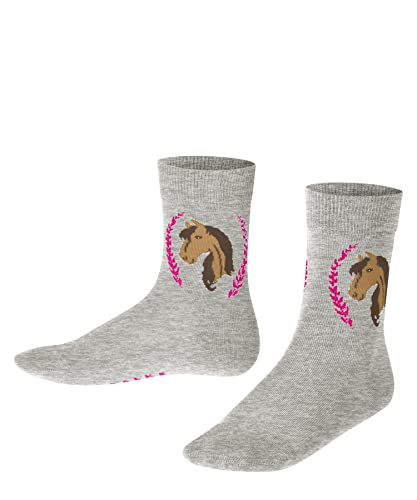FALKE Uniseks - dzieci Skarpety Horse K SO Zrównoważona Bawełna z wzorem 1 Para, Szary (Light Grey 3400), 35-38 (9-12 lata)
