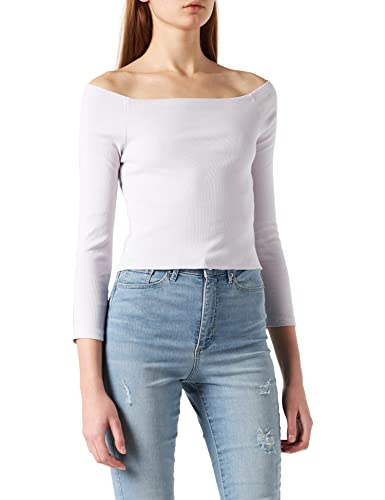 Urban Classics Damska koszulka z długim rękawem Ladies Off Shoulder Rib, Softlilac, 3XL