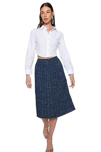 Trendyol FeMan Bodycon Regular Fit Spódnica z dzianiny, Granatowa, S, granatowy, S