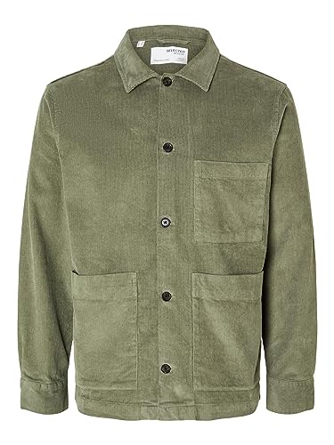 SELETED HOMME Męska koszula sztruksowa Slhloosetony-Cord Overshirt Noos, zielony, XL