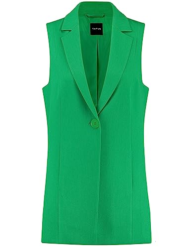 Taifun Damska kamizelka z klapami bez rękawów kamizelka do użytku wewnątrz długa kamizelka jednokolorowa, Cosmic Green, 36