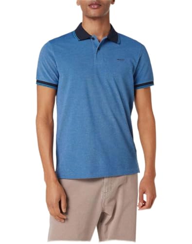 GANT Męska koszula polo 4-COL Oxford SS Pique, niebieska (Day Blue), standardowa, Day Blue, 5XL