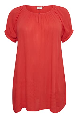 Kaffe Curve Kcami SS Tunic Koszula damska, Ognisty czerwony, 48/du?y rozmiar