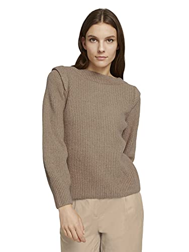 TOM TAILOR Damski sweter z poduszkami na ramiona 1027522, 27775 - French Clay Beige Melange, L