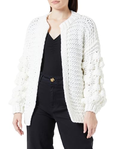 aleva Damski kardigan 19019441-AL04, wełniany biały, XS/S, biały (wollweiss), XS-S