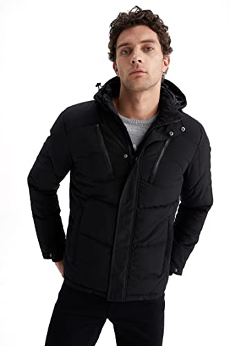 DeFacto Płaszcz męski do odzieży rekreacyjnej - DeFacto płaszcz męski do odzieży wierzchniej (czarny, M), czarny, M