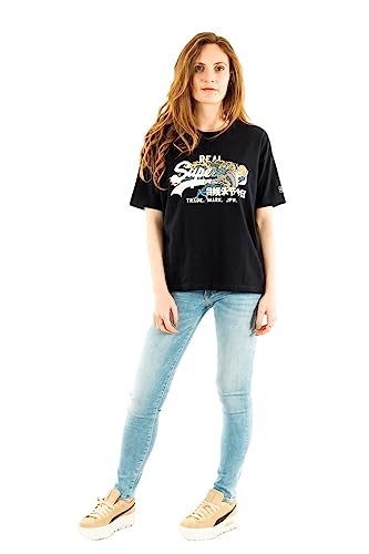Superdry Damska koszulka vintage Vl Narrative, Zaćmienie granatowe, S