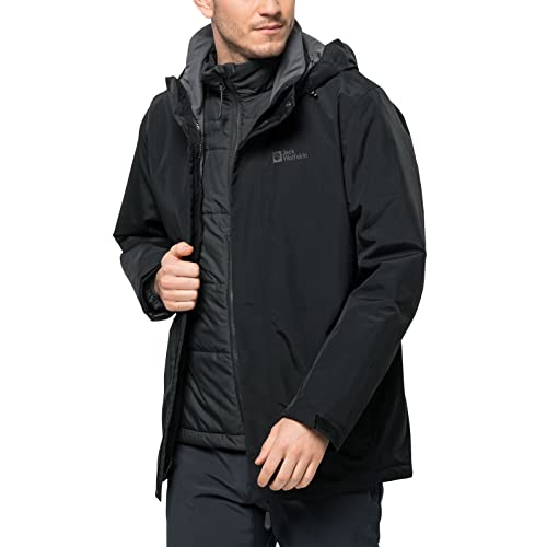 Jack Wolfskin Męska kurtka Bergland 3 w 1, czarna, XL
