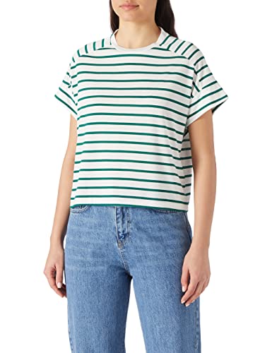 Koton Crew Neck Krótki rękaw w paski Basic Koszulka damska, Grün Gestreift (12k), XXL