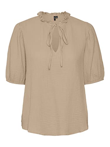 VERO MODA Women's VMNATALI NIA 2/4 Wide WVN Top, Irish Cream, XL, Irish Cream, XL