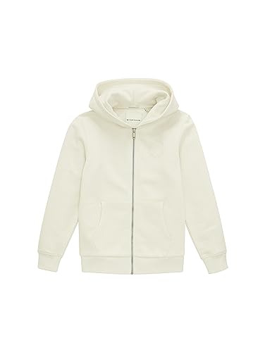 TOM TAILOR Chłopięca bluza z kapturem i nadrukiem, 32257-szaro-biały, 152