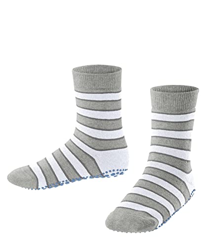 FALKE Uniseks - dzieci Kapcie Simple Stripes K HP Zrównoważona Bawełna z wypustkami na podeszwie 1 Para, Szary (Storm Grey 3820), 23-26 (2-3 lata)