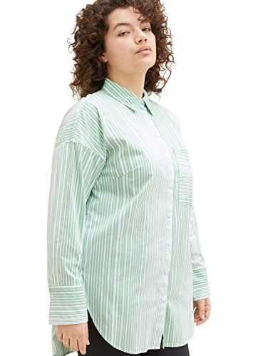 TOM TAILOR Damski Bluzka 1035960, 31129 - Green Gradient Stripe, 48 Duże rozmiary