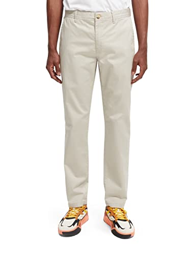 Scotch & Soda Essentials Stuart-Organic Cotton Stretch Twill spodnie chinosy męskie, Stone 0135., 32W / 30L