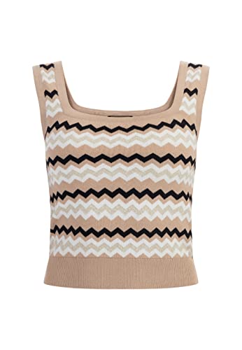 faina Damski tank top z dzianiny 11026718, beżowy wielokolorowy, XL, Beżowy, wielokolorowy, XL