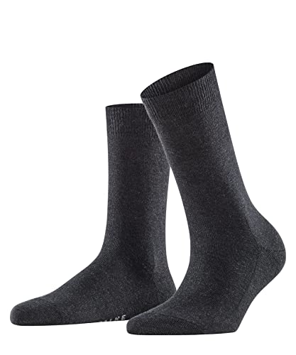FALKE Kobiety Skarpety Family W SO Zrównoważona Bawełna jednokolorowe 1 Para, Szary (Anthracite Melange 3089), 39-42