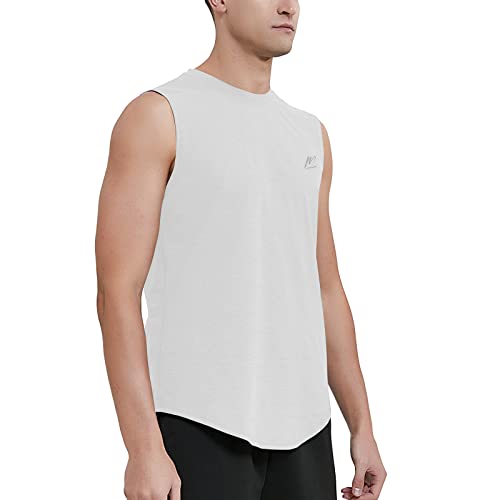 MeetHoo Tank Top męska koszulka bez rękawów koszulka treningowa kulturystyczna koszulka treningowa męska na siłownię sport koszulka funkcyjna, biały, XL