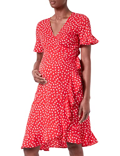 ONLY Sukienka damska z efektem owijania mamy, Mars Red/Aop:fiona Ditsy, S