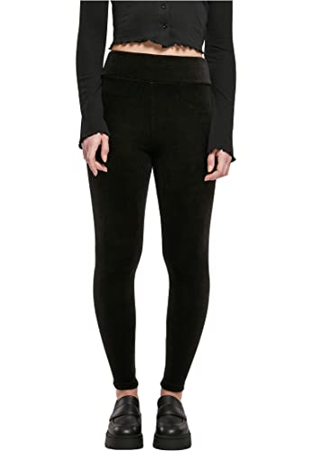 Urban Classics Damskie legginsy z wysokim stanem, prążkowane Velvet Leggins, sportowe damskie legginsy o kroju slim fit, dostępne w kolorze czarnym, rozmiary XS-5XL, czarny, M
