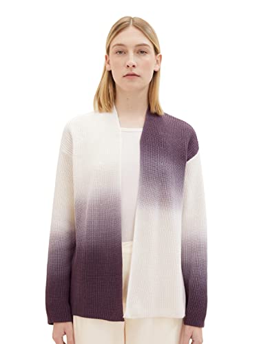 TOM TAILOR Damski kardigan z gradientem kolorów, 33799-Grey Offwhite Sprayed Design, XL
