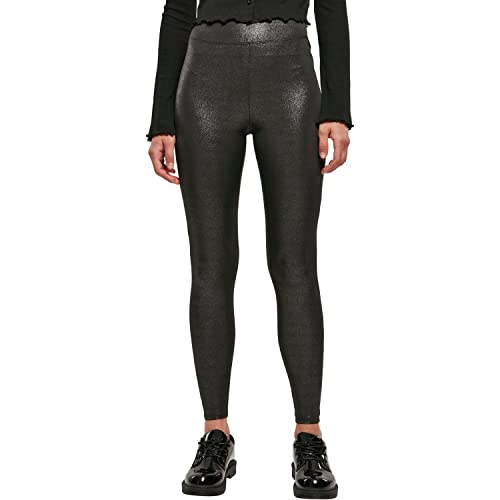 Urban Classics Legginsy z wysokim stanem dla kobiet spodnie do jogi, Błyszcząca czerń, XS