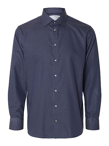 SELECTED HOMME męska koszula rekreacyjna SLHREGDUKE-Non Iron - Regular Fit S M L XL XXL, granatowy blezer, XXL