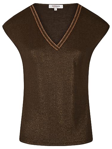 Morgan Damska koszulka z krótkim rękawem z detalami DCLIP Khaki TL, Tymianek, L