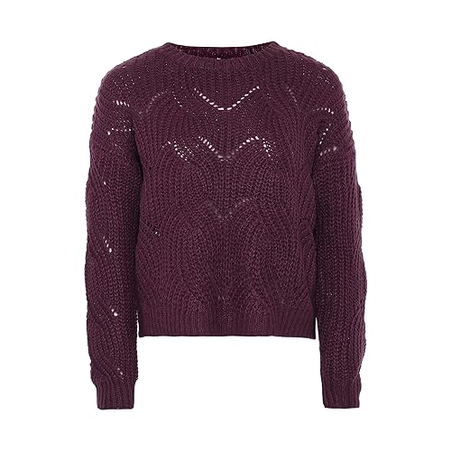 Jalene Damski sweter z dzianiny Twist, wygięty, falowany, ciemnofioletowy, w kratkę, rozmiar XL/XXL, ciemnoliliowy, XL