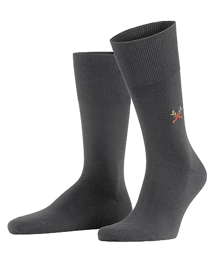 FALKE Męskie skarpety Airport Rudolph żywa wełna bawełna półwysoka bez wzoru 1 para skarpet, szare (Dark Grey 3070), 41-42