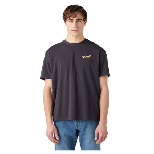 Wrangler Koszulka męska z hasłem, Faded Black, L