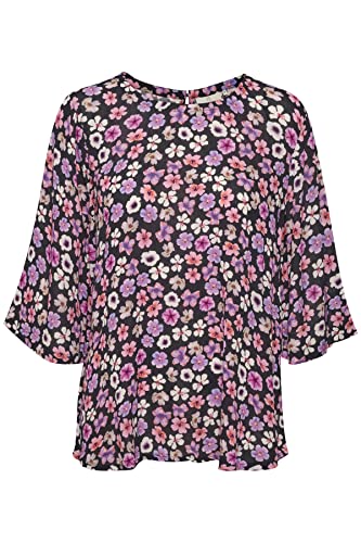 KAFFE Damska bluzka Wing Sleeve Regular fit Katara Amber Bluzka, Pomarańczowy/Lupine Flower Print, 40