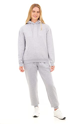 M17 Damska bluza z kapturem z recyklingu, miękka, przytulna bluza z kapturem, bluza z długim rękawem, z kieszenią (rozmiar S, szara), szary, S