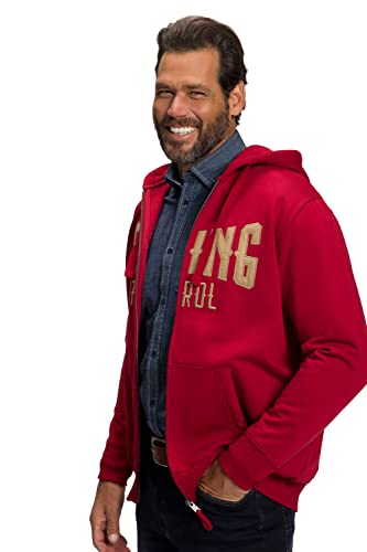 JP 1880 Męska kurtka z kapturem, długi rękaw, kaptur, kangur, bluza z kieszenią, ciemnoczerwona, XXL, ciemnoczerwony, XXL