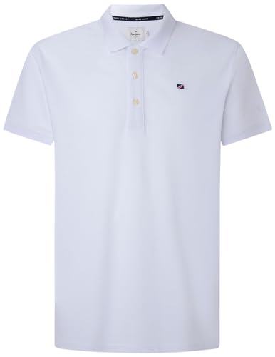 Pepe Jeans Męska koszulka polo Jimmy, Biały (biały), XS