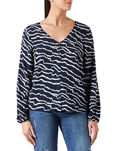 TOM TAILOR Denim Damski Bluzka z zapięciem na guziki 1030092, 28945 - Navy Structure Print, L