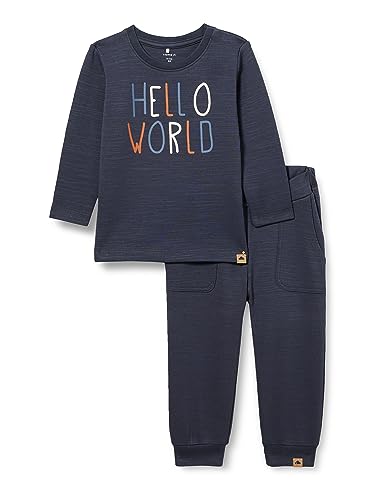 NAME IT Nbmnocio Ls Top Set dres do biegania dla chłopców, niebieski (India Ink), 62