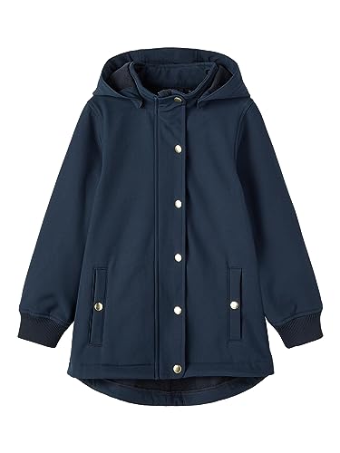 NAME IT Dziewczęca kurtka softshell długa, Dark Sapphire, 134 cm
