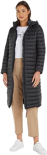 Tommy Hilfiger Damski płaszcz z wyściełanym logo CL LW, czarny, M, Czarny