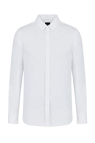 Armani Exchange Smart Stretch Satin Koszula męska, Biały/Biały, XS