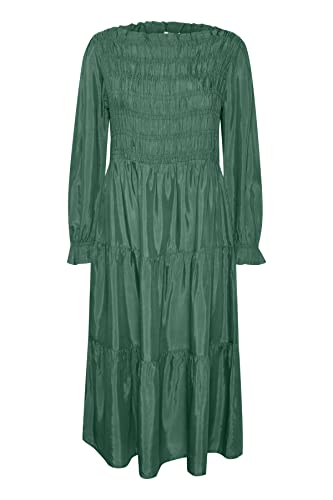 Krem damski Smock Sukienka Midi Długi Rękaw Jedwabny Shine Casual, Shady Glade, 42