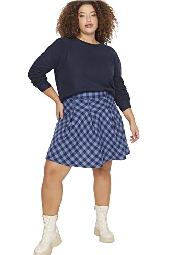 Trendyol Damska damska mini linia A plisowana tkana spódnica plus size hulajnoga, wielokolorowa, 46, wielobarwny, 72-Du?e rozmiary